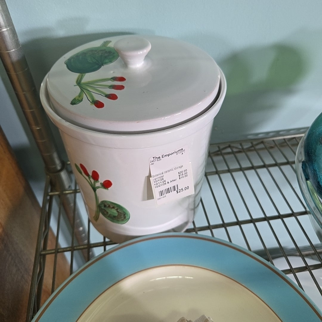 Botanical ceramic storage cannister