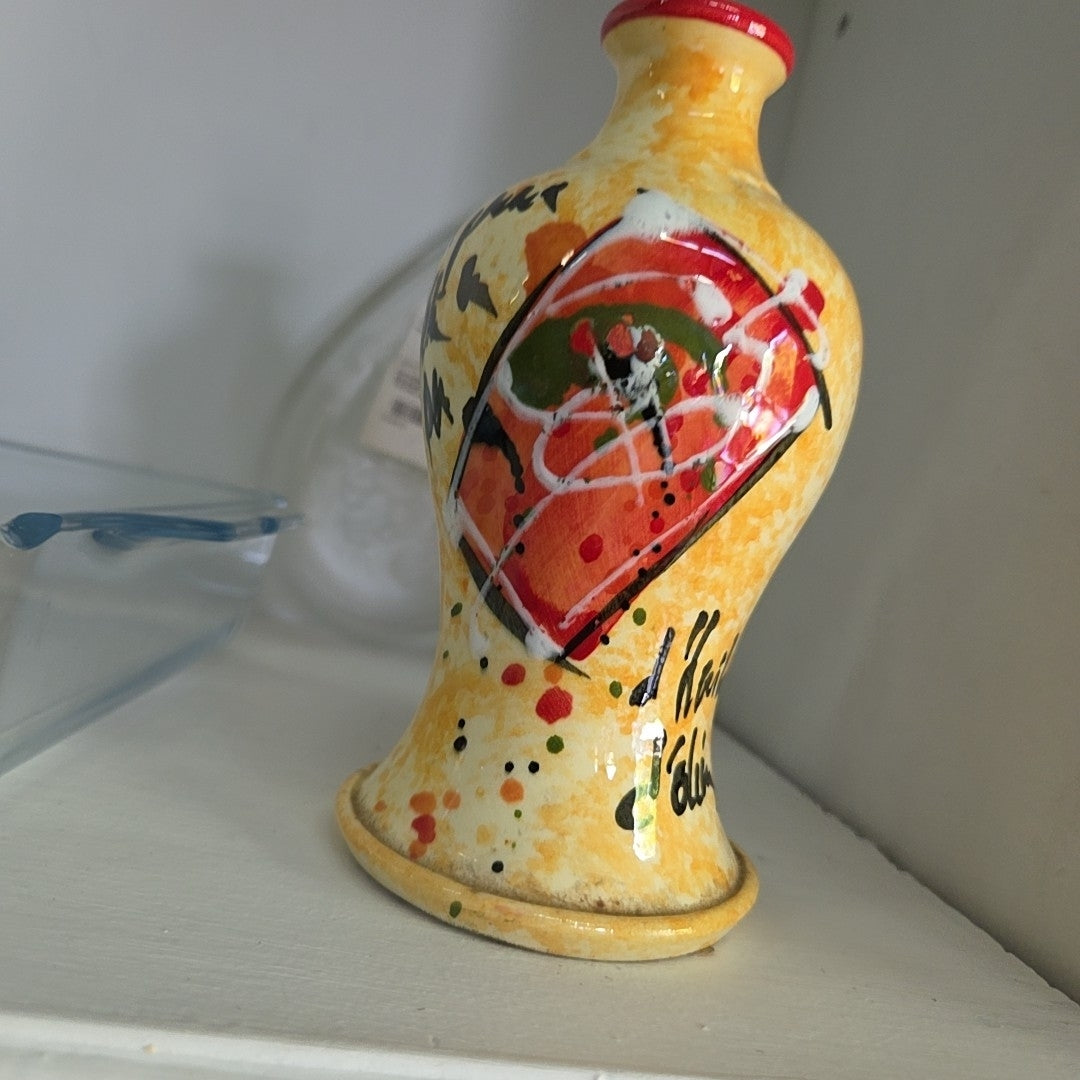 Hand Painted from France Yellow Olive Oil Cruet or Vase Kitchen