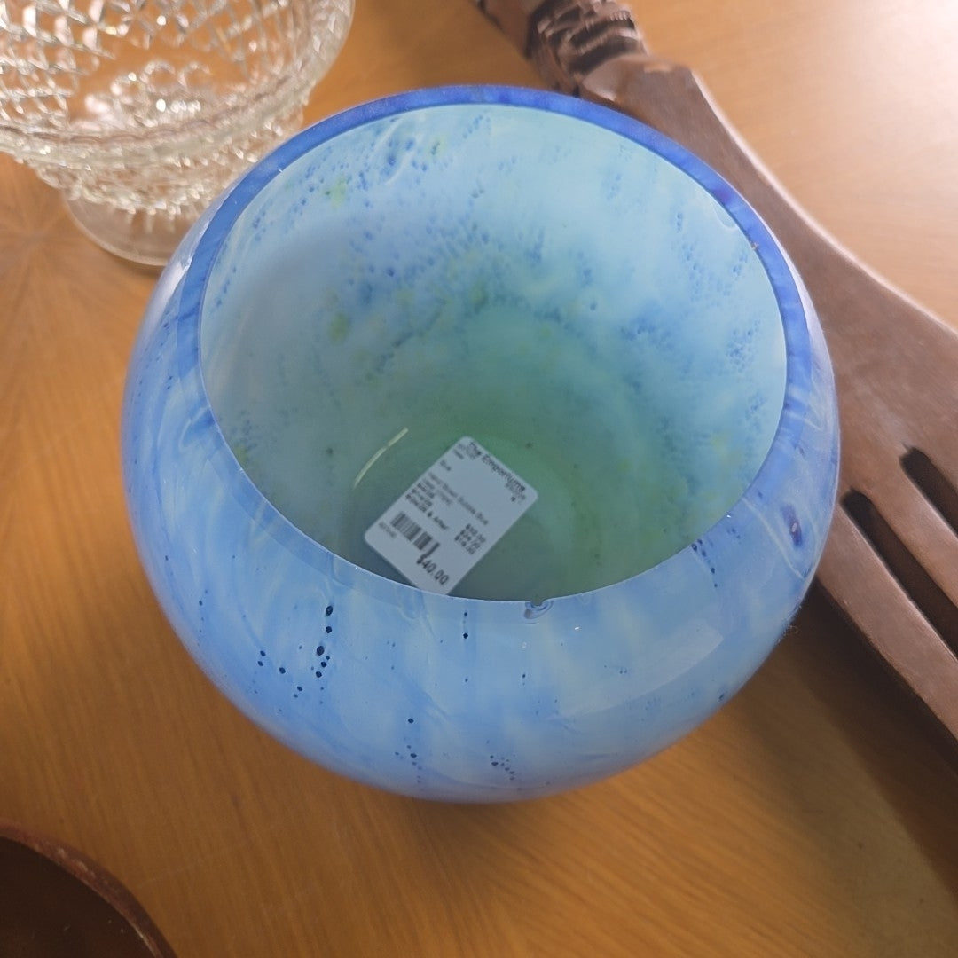 Hand Blown Bubble Blue Vase