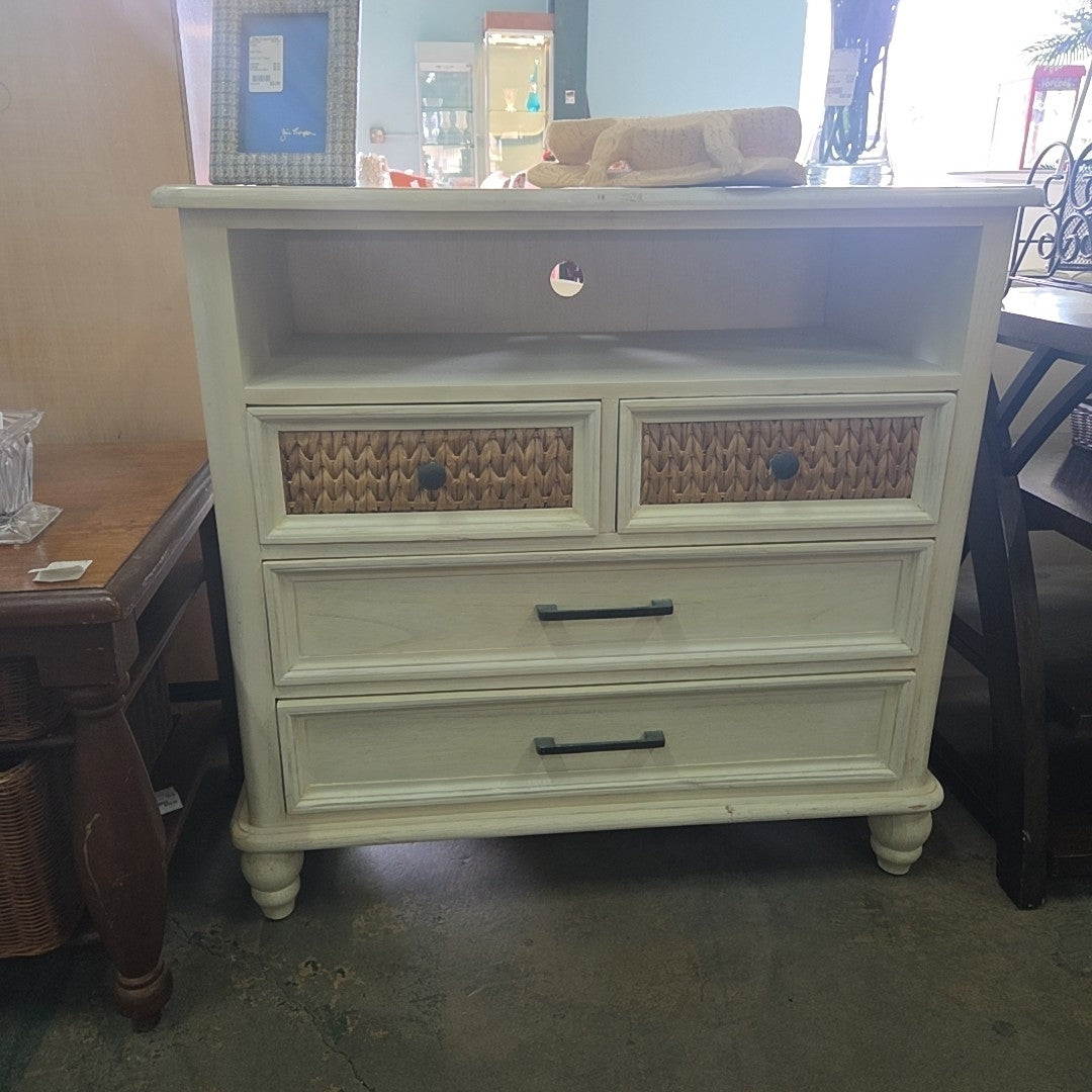Media Dresser with 2 Rattan top drawers