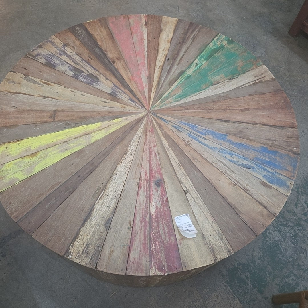 sunburst reclaimed coffee table