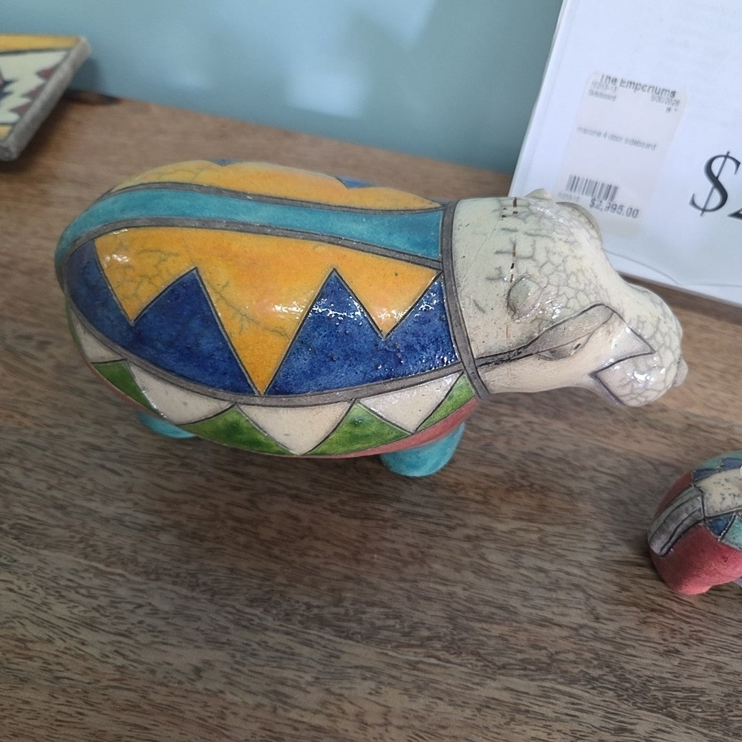 raku pottery hippo- south africa