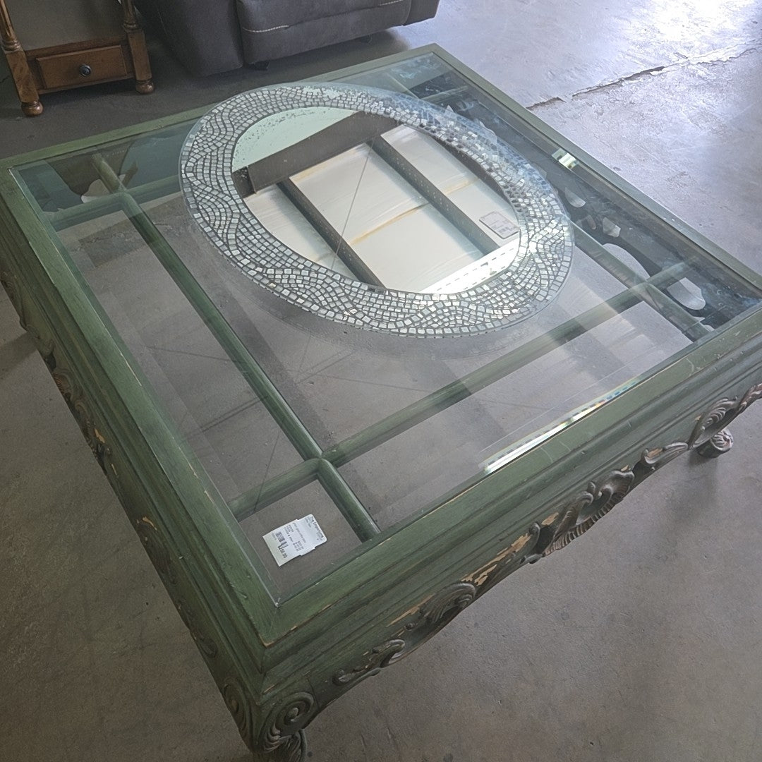 green glass coffee table