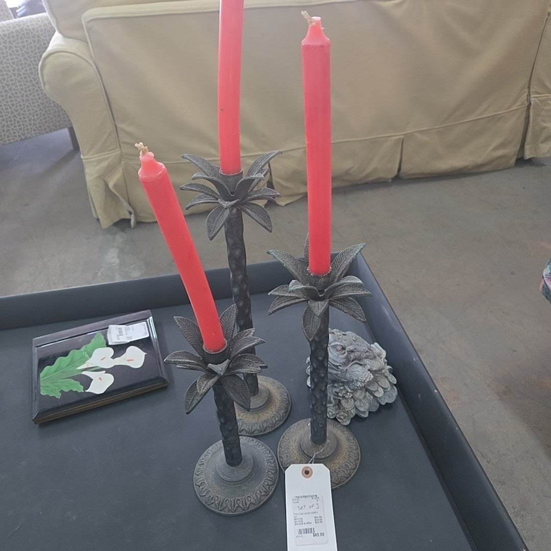 Palm tree candle holders set