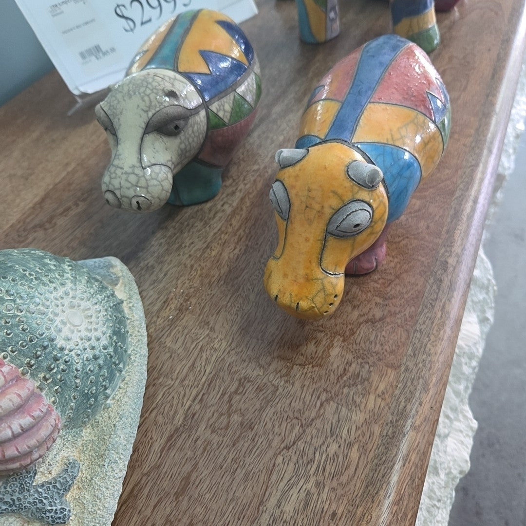raku pottery hippo- south africa