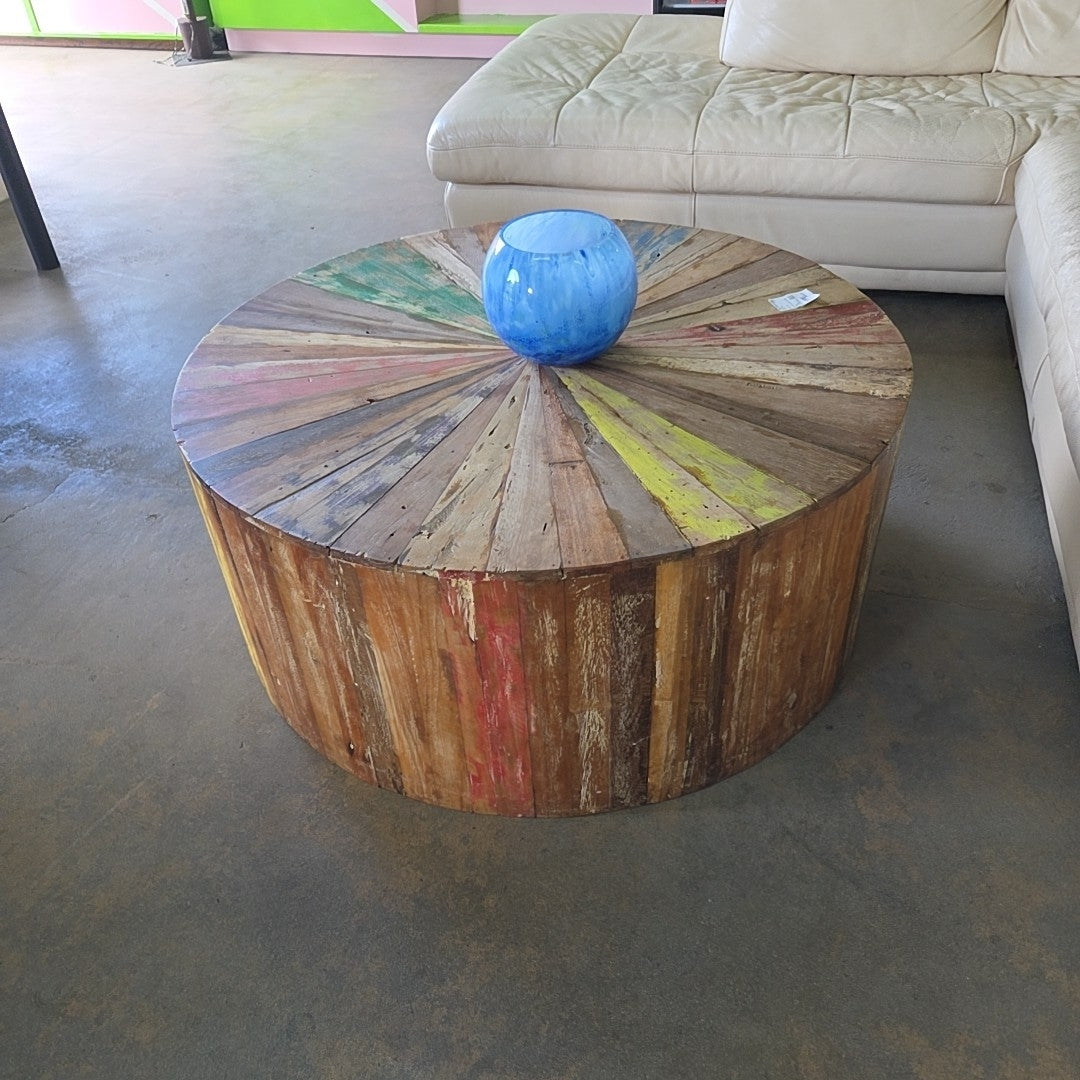 sunburst reclaimed coffee table