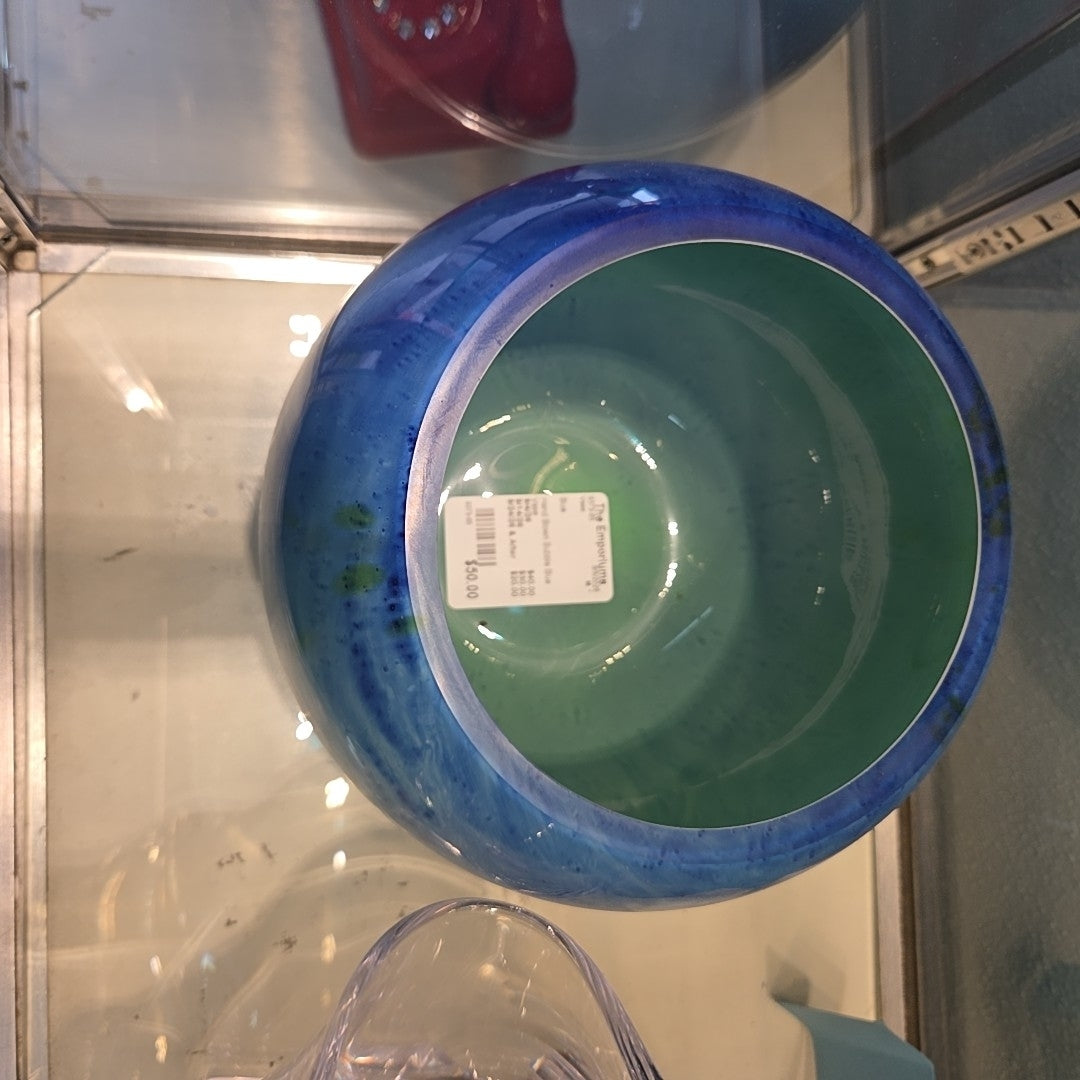 Hand Blown Bubble Blue Vase