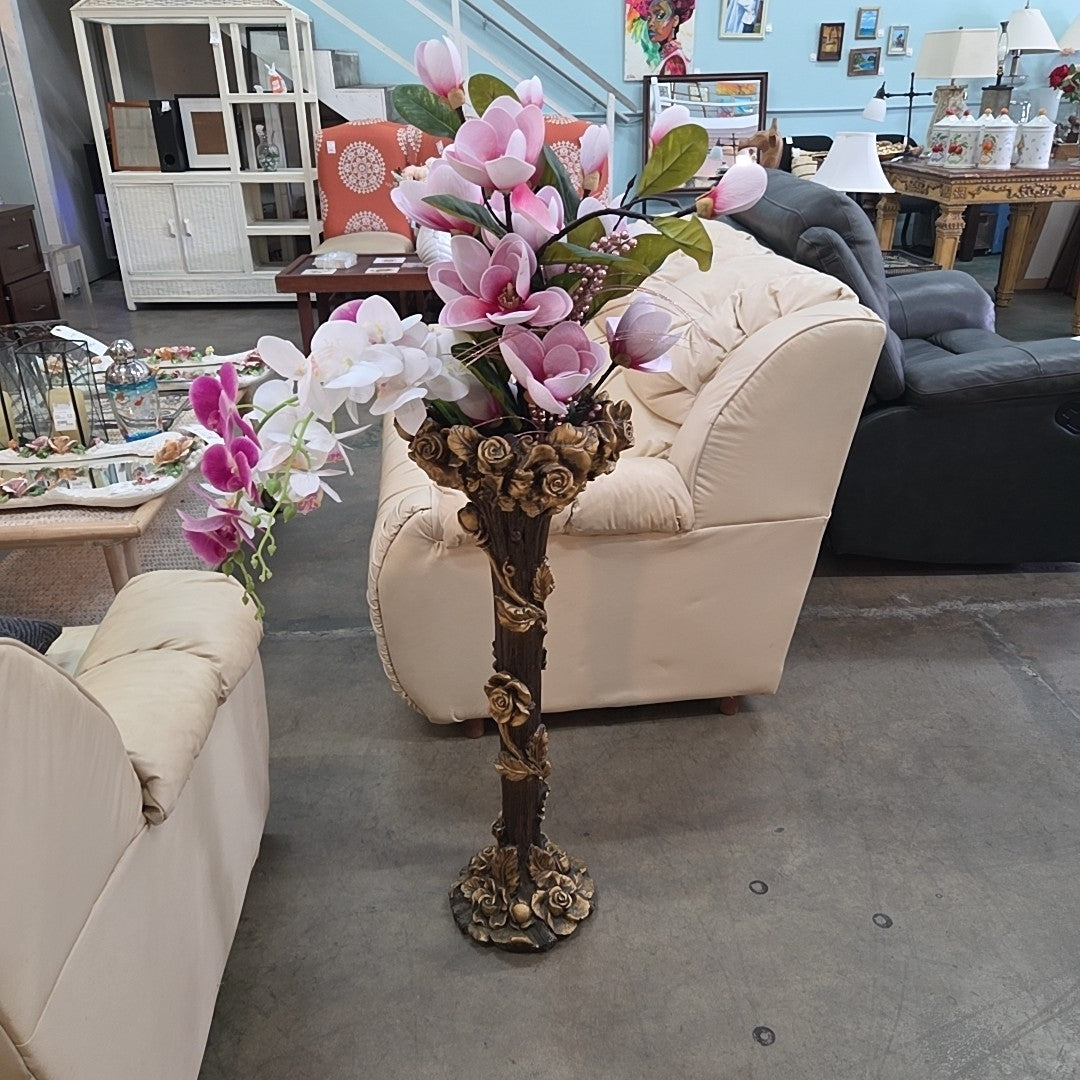 vintage style faux gilt rose pedestal