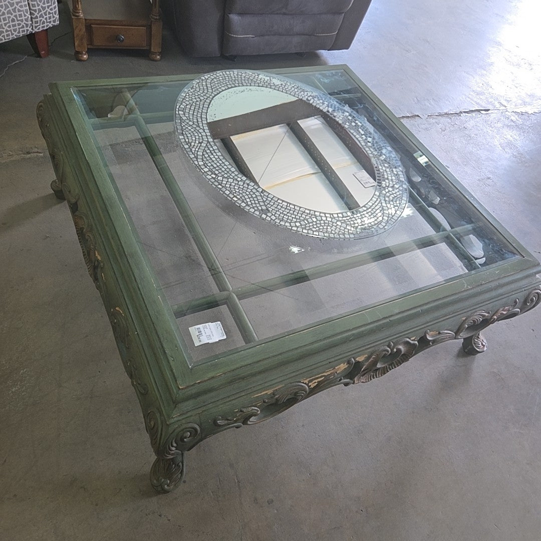 green glass coffee table