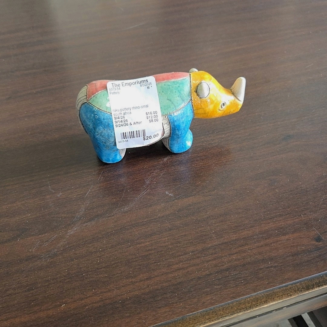 raku pottery rhino-small  south africa