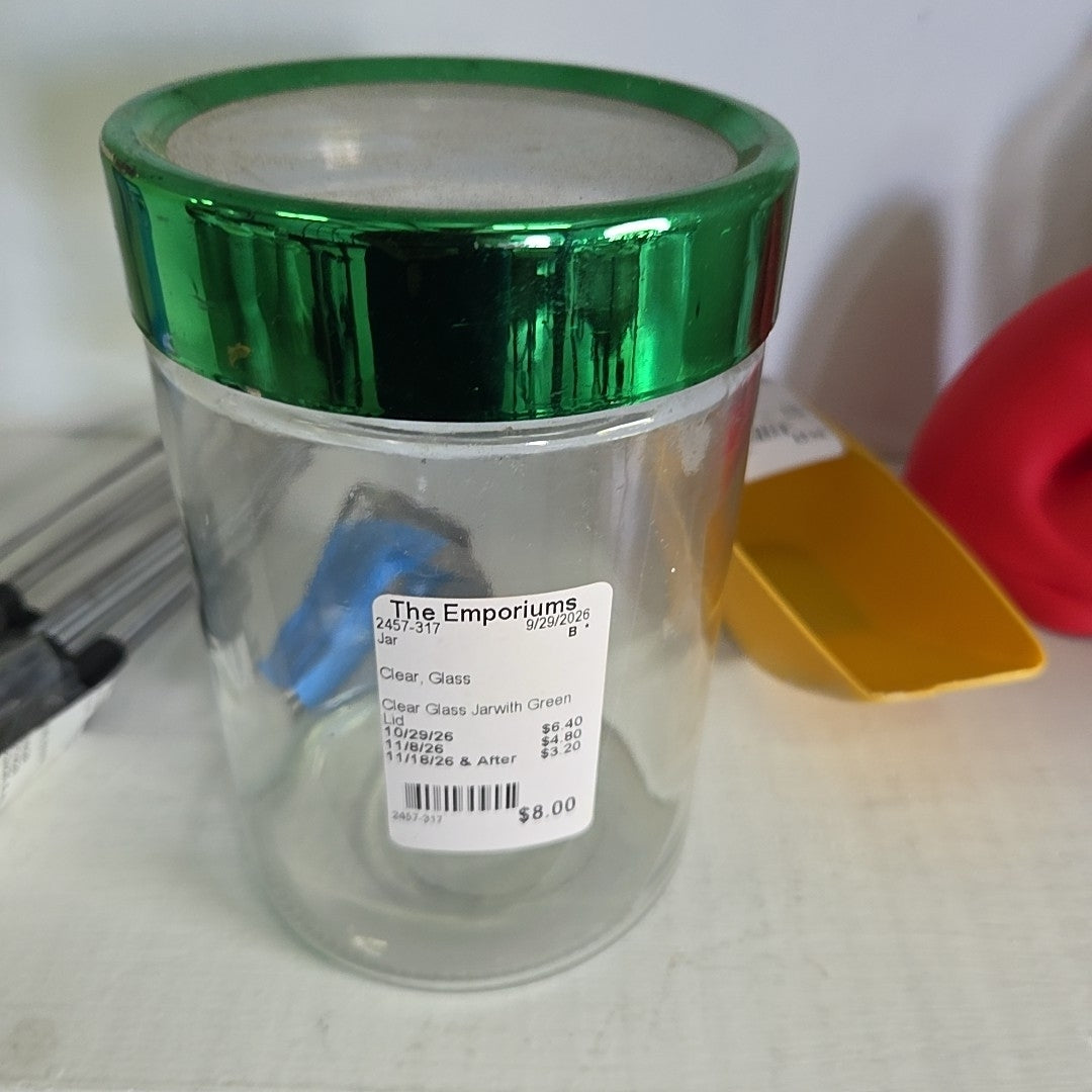 Clear Glass Jarwith Green Lid