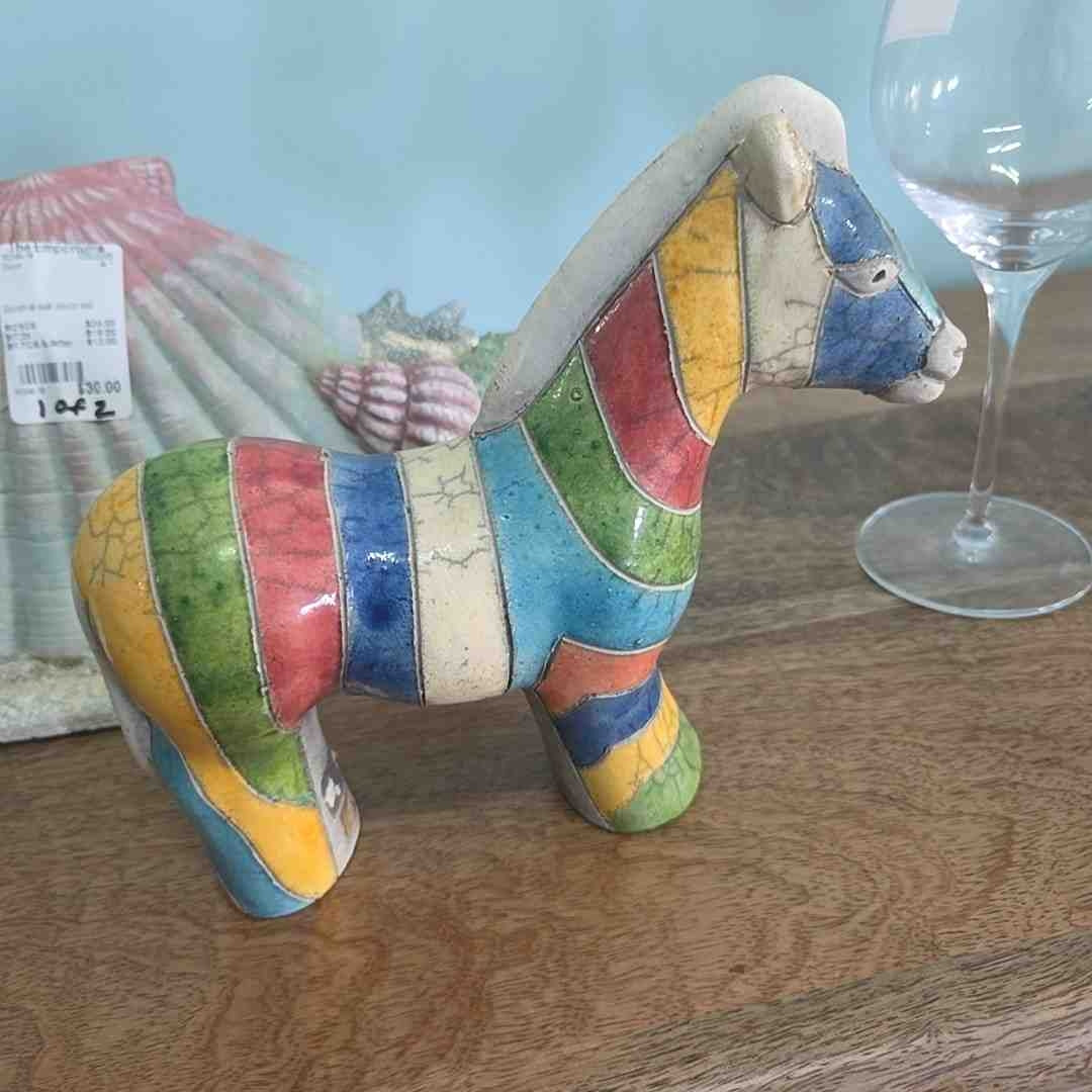 raku pottery horse- south africa