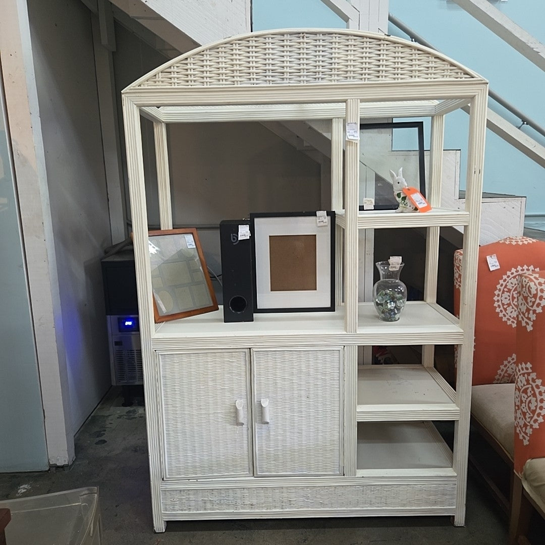 wood & wicker cabinet