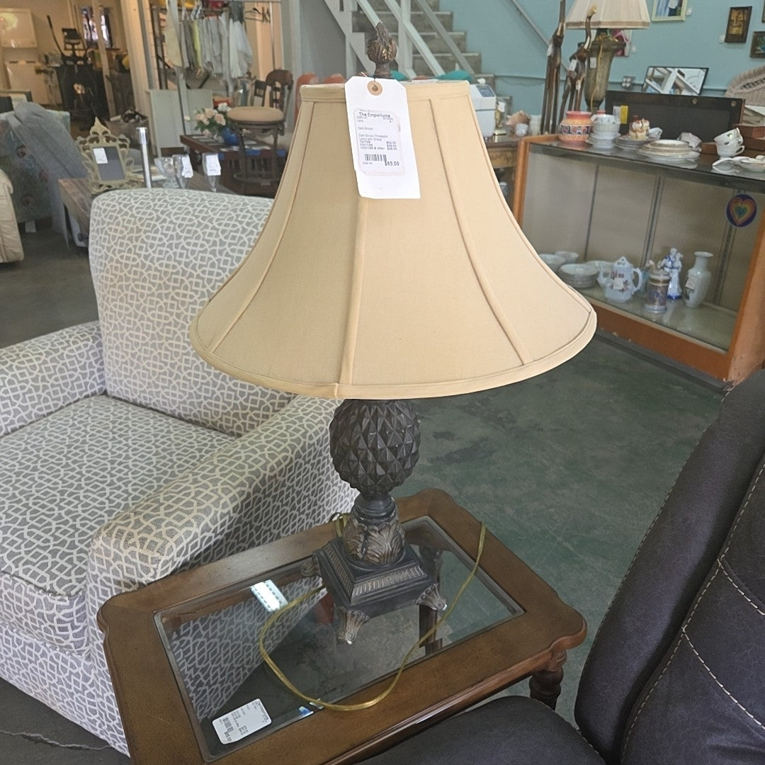 Dark Brown Pineapple  Lamp with Shade