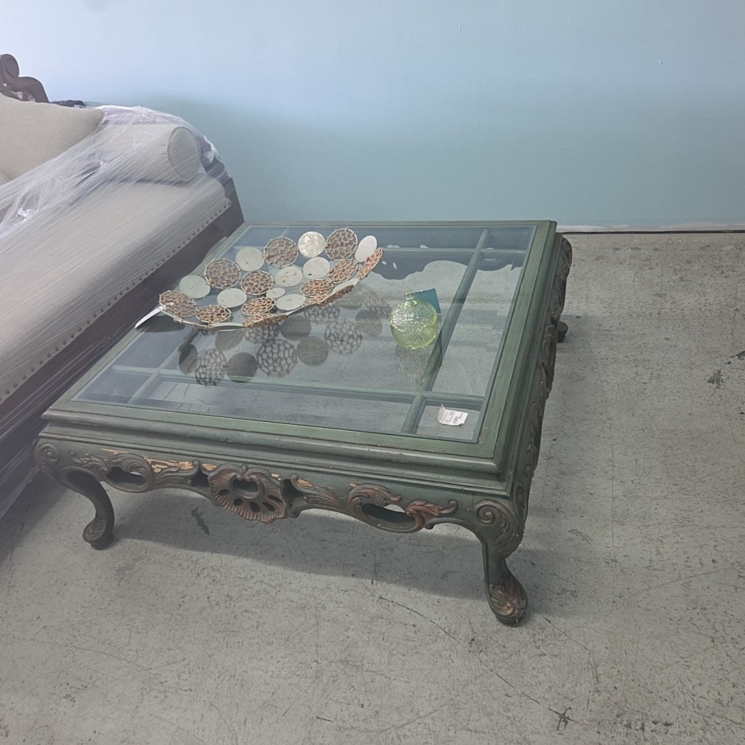 green glass coffee table