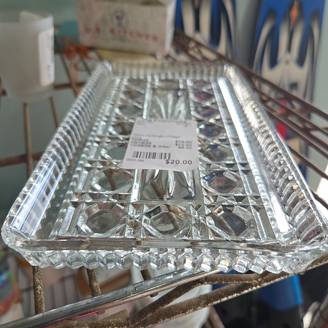 Glass rectangle vintage plate