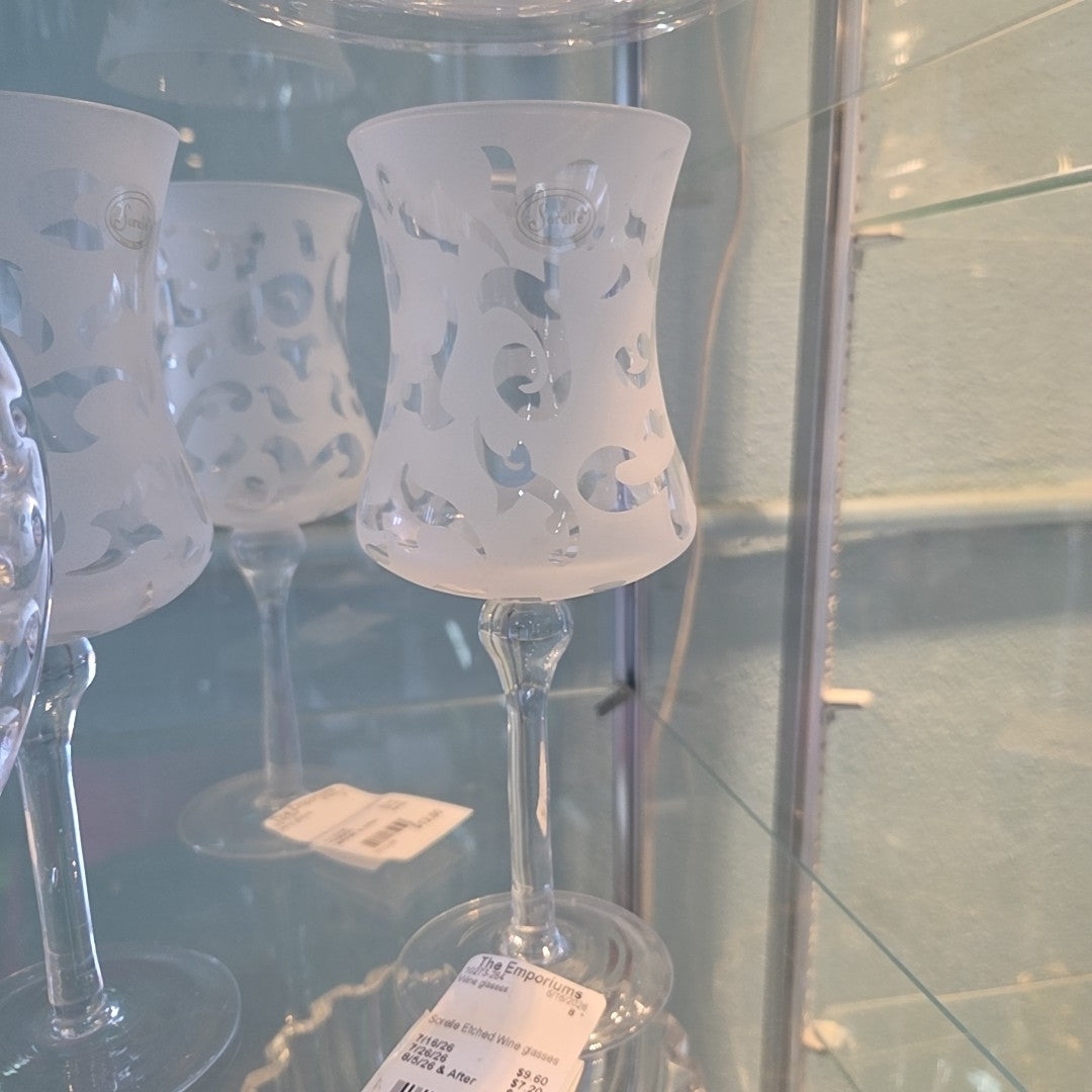 Sorelle Etched Wine glasses