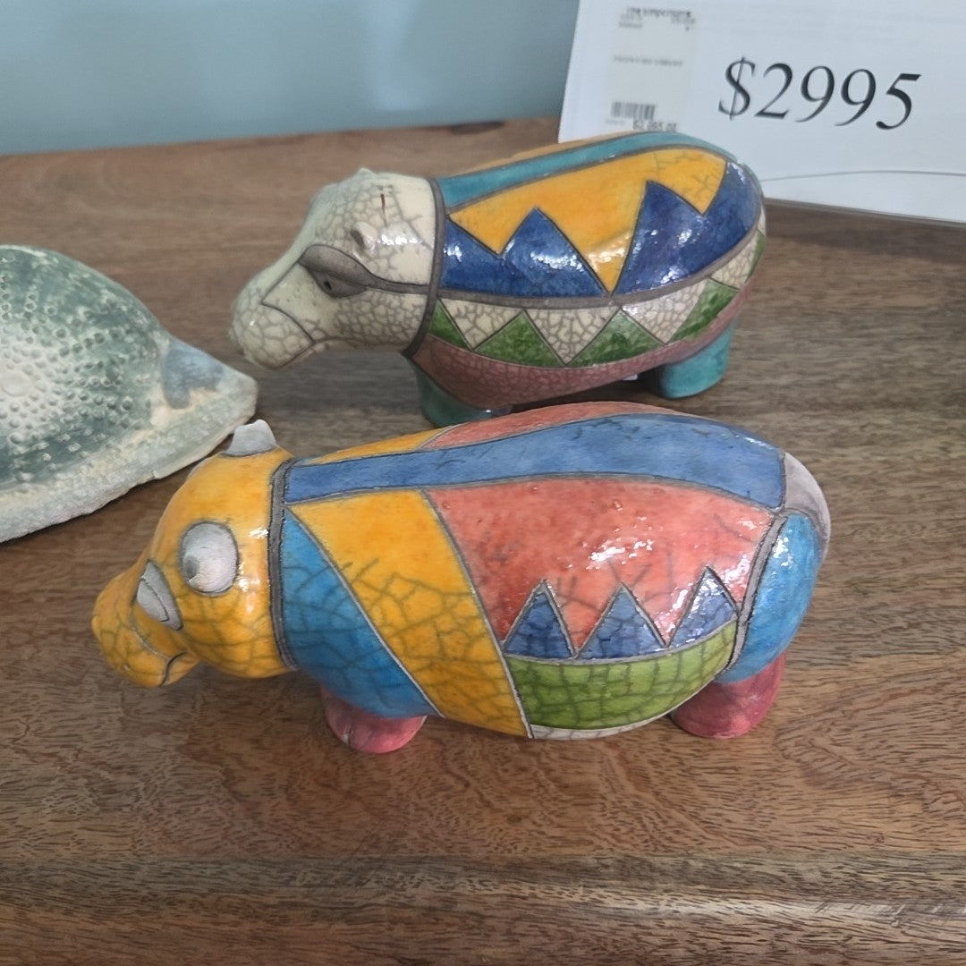 raku pottery hippo- south africa