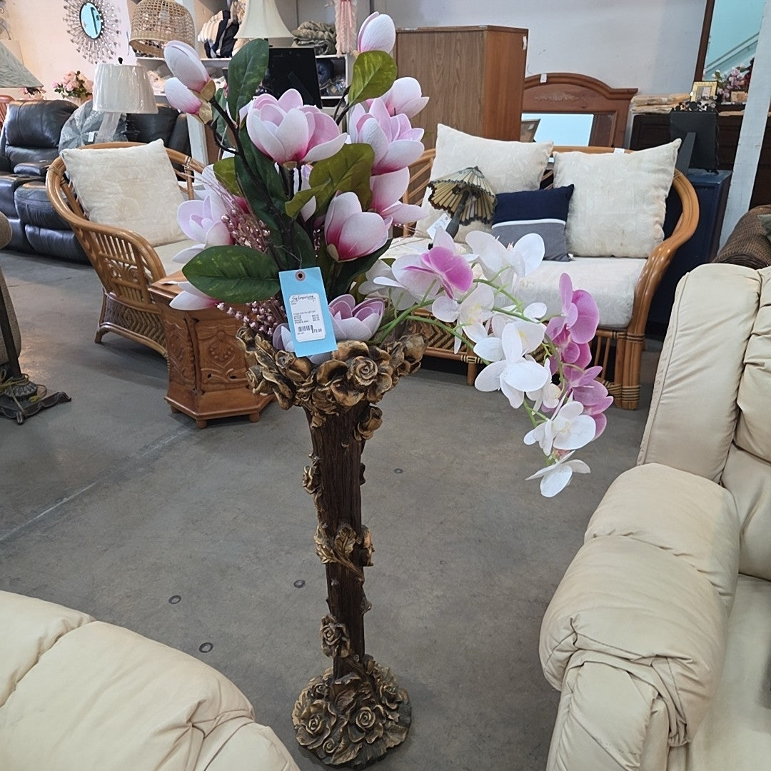 vintage style faux gilt rose pedestal