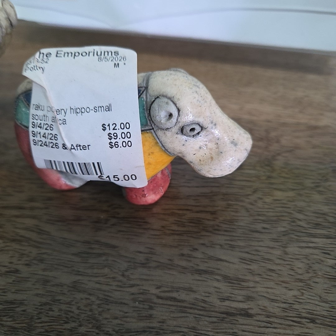 raku pottery hippo-small  south africa