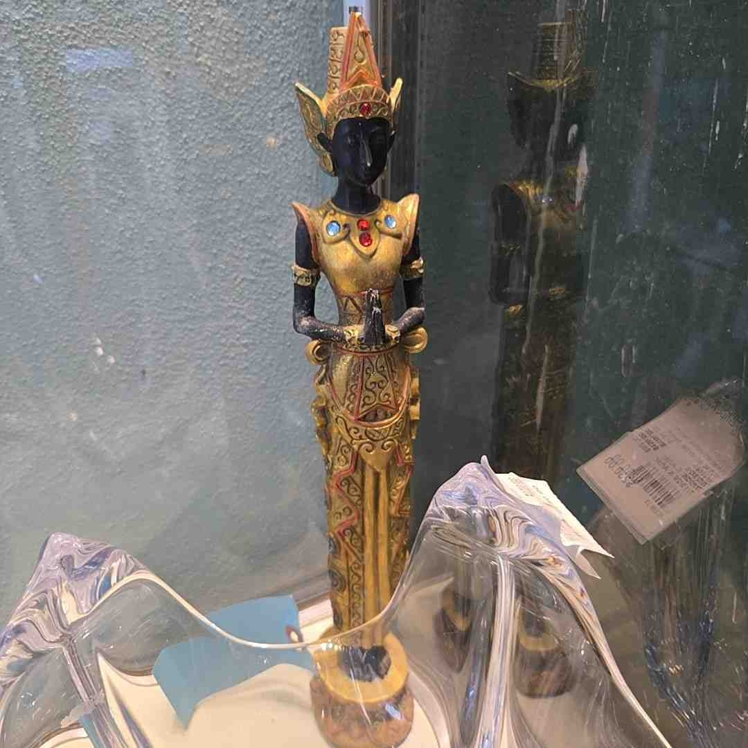 Vintage Thai Staue Gold Wood Home Accent