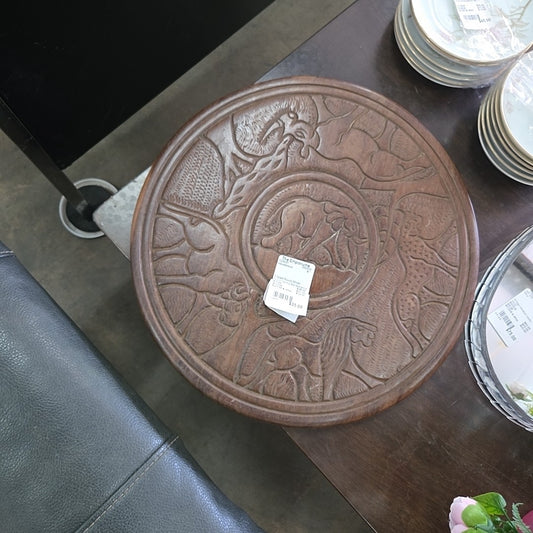 2 Sided Round African Wood Carving Miscellaneous