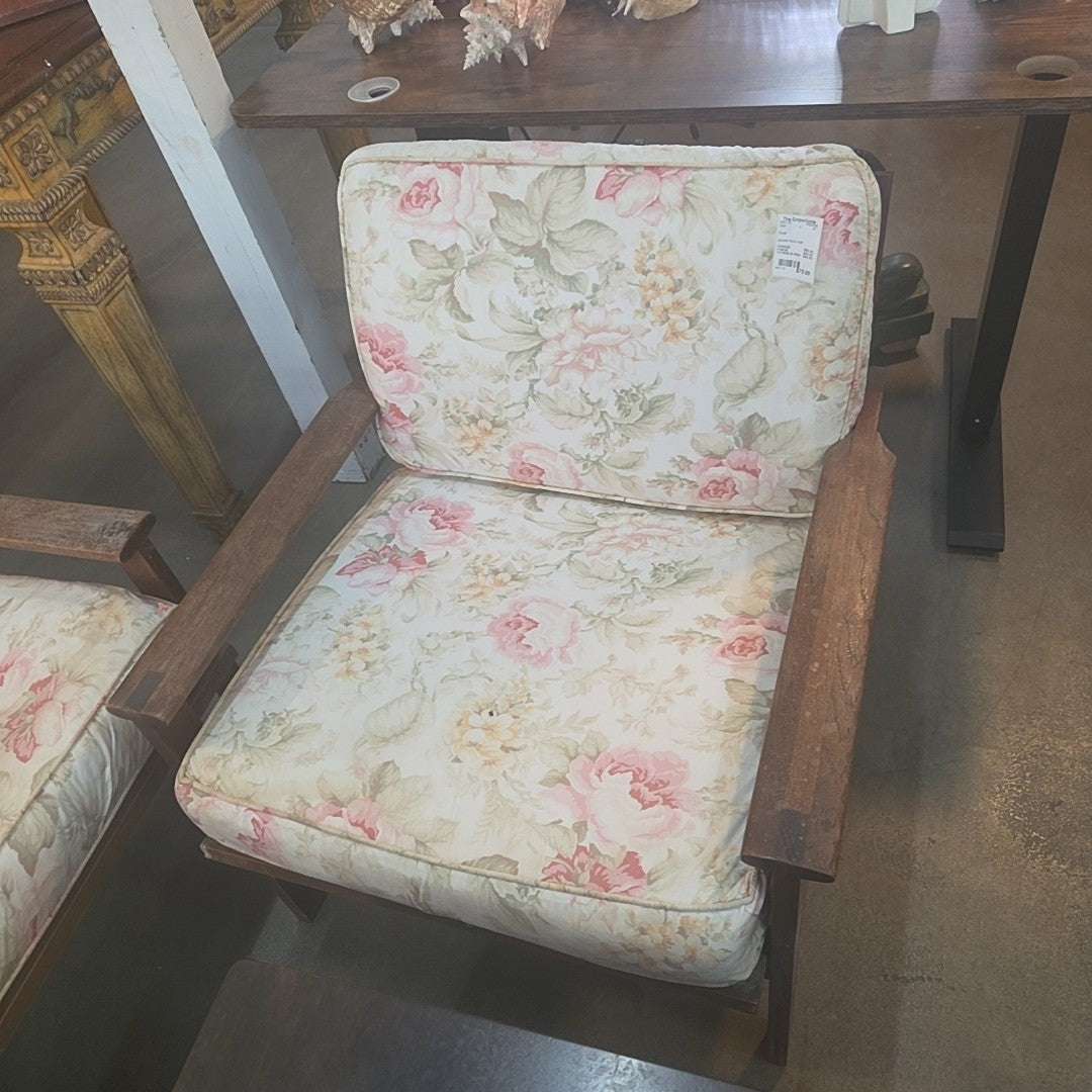 wooden floral chair