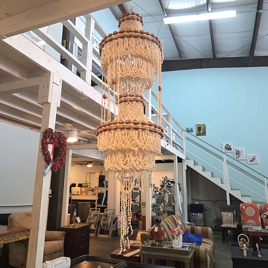 vintage  multi-tier cowrie shell chandelier