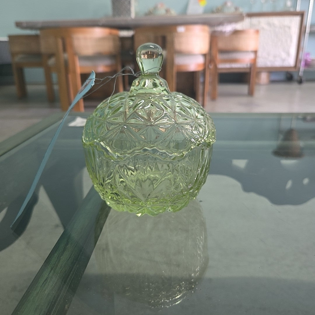 Small Cut Glass Green Glass bowl