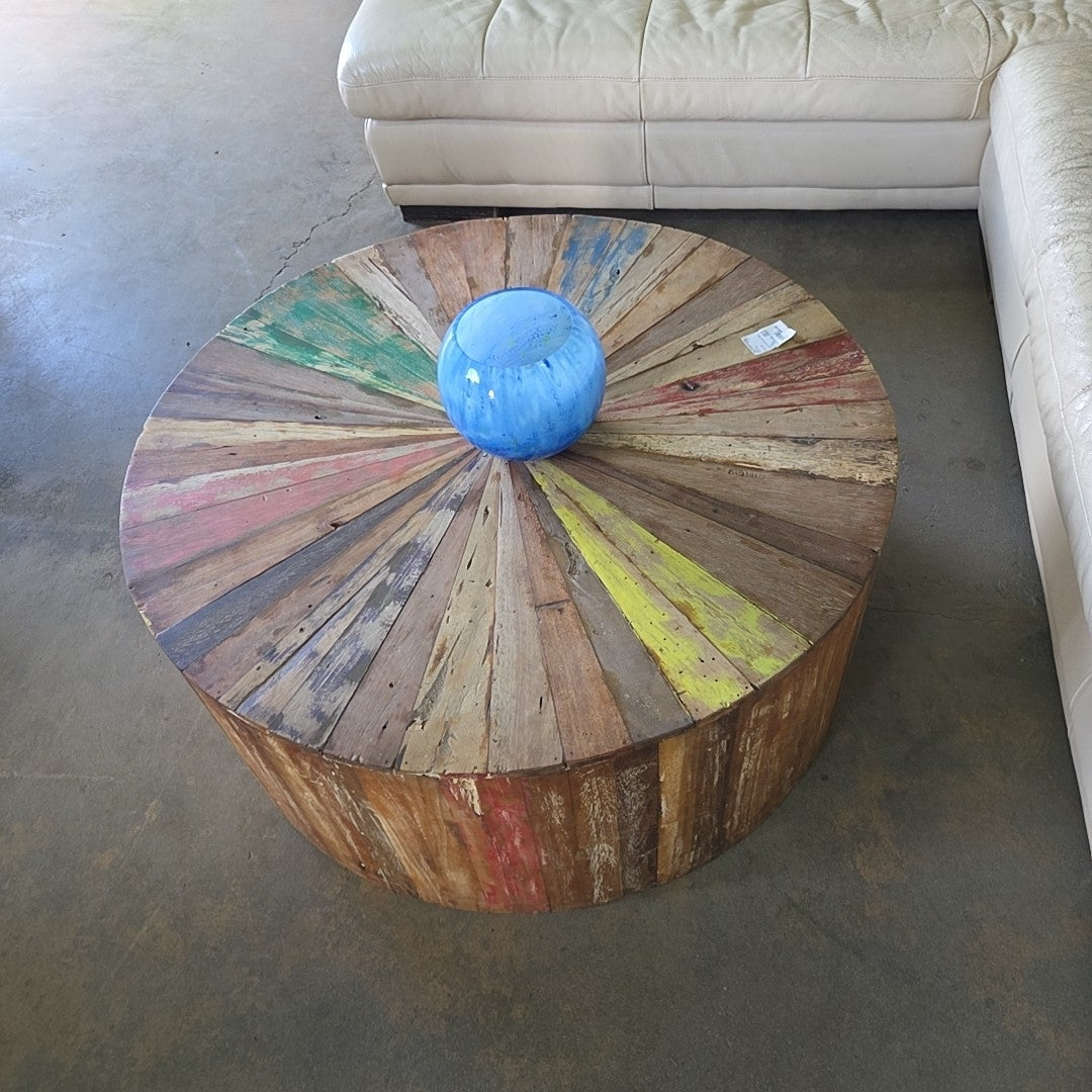 sunburst reclaimed coffee table