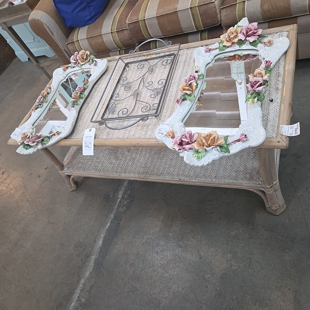 Cream Wicker Coffee Table