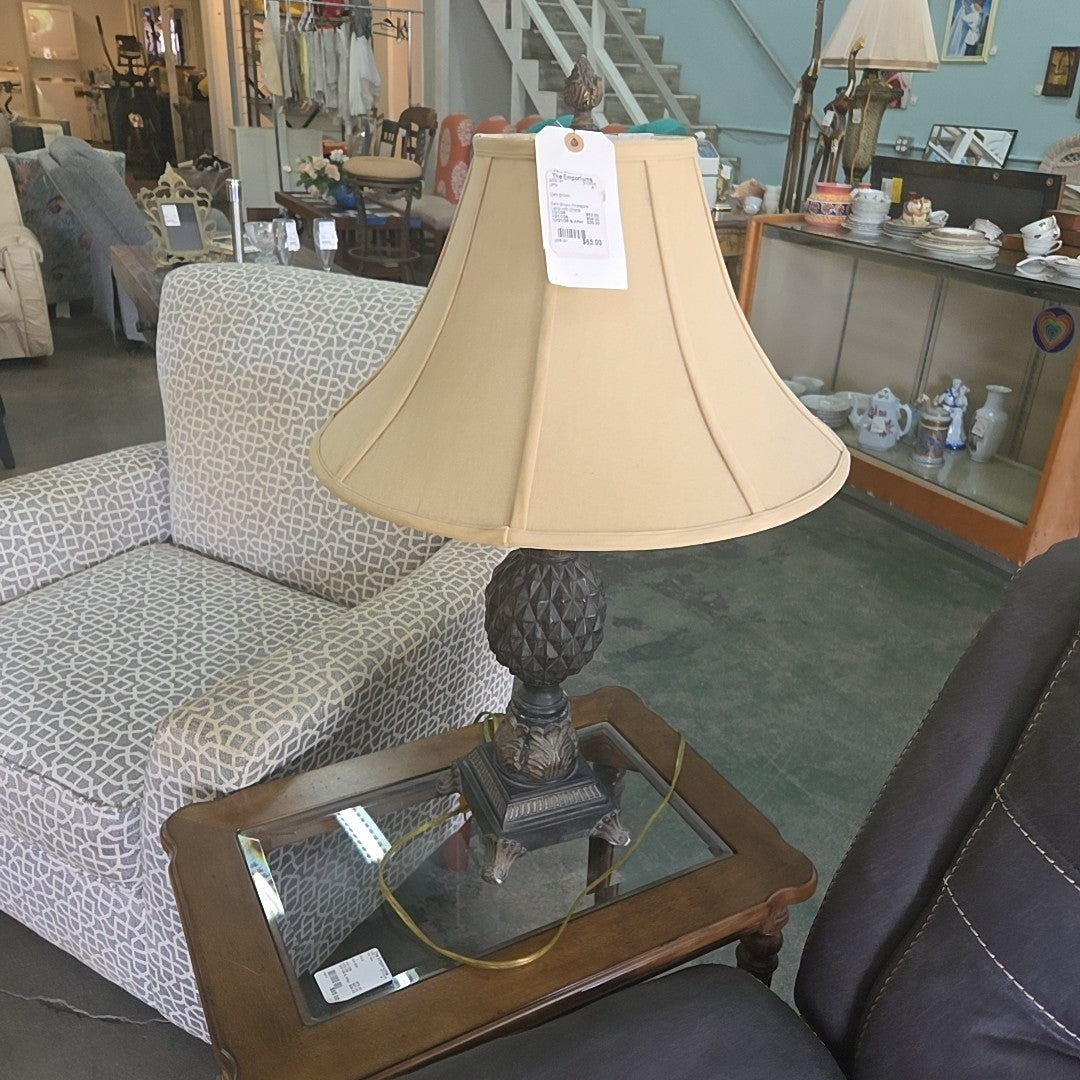 Dark Brown Pineapple  Lamp with Shade