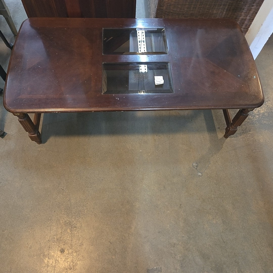 Brown Wood/Glass Coffee Table