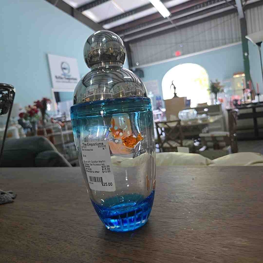 Blue with Goldfish Martini Shaker Bar Accessories
