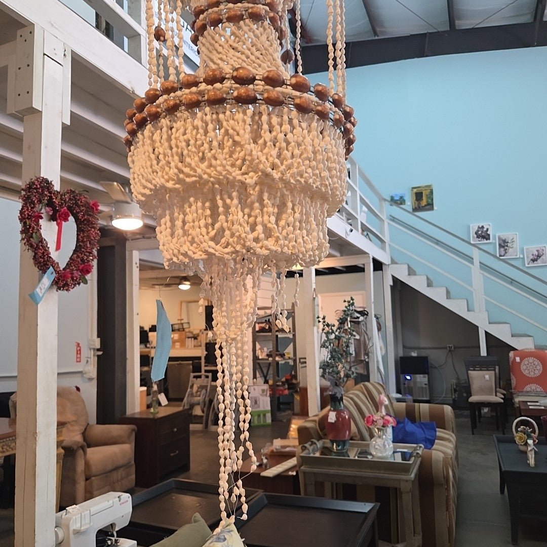 vintage  multi-tier cowrie shell chandelier